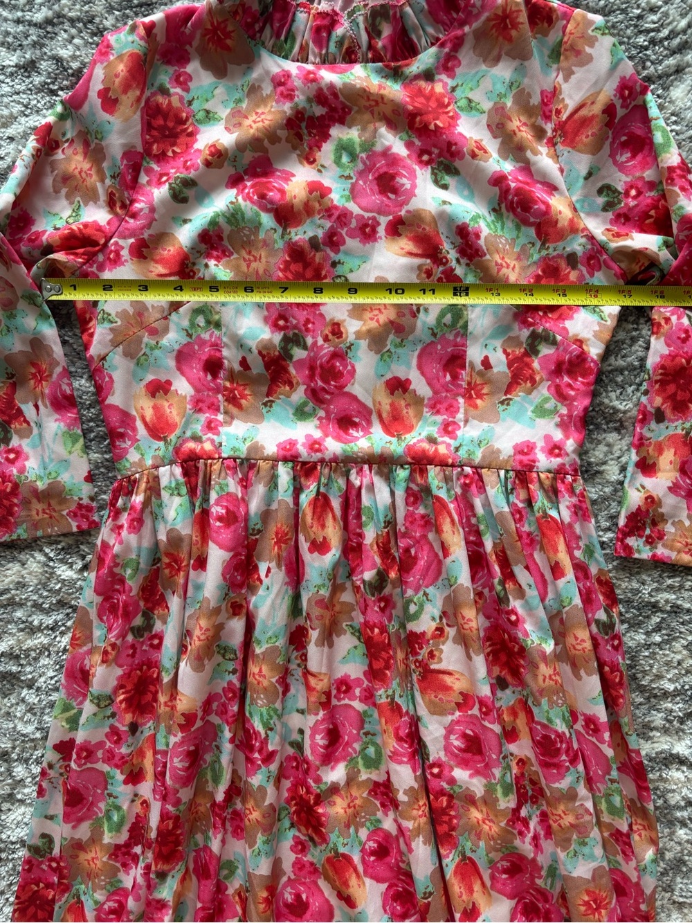 Dainty Jewells Floral Flowy 3/4-Sleeve Ruffle Neck Midi Dress - Pink Multi S - Picture 4 of 10